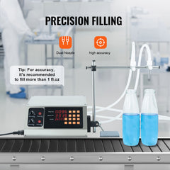 Liquid Filling Machine, 10-4000ml Filling Capacity, Automatic Bottle Filler Machine Bottling Machine Digital Control for Milk, Water, Wine, Beverage, Soy Sauce, Vinegar, Alcohol (Double Nozzle)