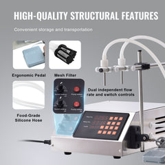 Liquid Filling Machine, 10-4000ml Filling Capacity, Automatic Bottle Filler Machine Bottling Machine Digital Control for Milk, Water, Wine, Beverage, Soy Sauce, Vinegar, Alcohol (Double Nozzle)