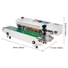 Continuous Bag Band Sealing Machine, 6-12 mm Seal Width, Horizontal Band Sealer Machine with Digital Temperature Control, Bag Sealer for 0.02-0.8 mm Plastic Bags Films with Inflation Function