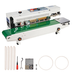 Continuous Bag Band Sealing Machine, 6-12 mm Seal Width, Horizontal Band Sealer Machine with Digital Temperature Control, Bag Sealer for 0.02-0.8 mm Plastic Bags Films with Inflation Function