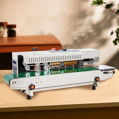 Continuous Bag Band Sealing Machine, 6-12 mm Seal Width, Horizontal Band Sealer Machine with Digital Temperature Control, Bag Sealer for 0.02-0.8 mm Plastic Bags Films with Inflation Function