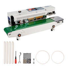 Continuous Bag Band Sealing Machine, 6-12 mm Seal Width, Horizontal Band Sealer Machine with Digital Temperature Control, Bag Sealer for 0.02-0.8 mm Plastic Bags Films with Inflation Function