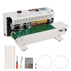 Continuous Bag Band Sealing Machine, 6-12 mm Seal Width, Horizontal Band Sealer Machine with Digital Temperature Control, Carbon Steel Bag Sealer for 0.02-0.8 mm Plastic Bags Films Membrane