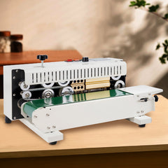 Continuous Bag Band Sealing Machine, 6-12 mm Seal Width, Horizontal Band Sealer Machine with Digital Temperature Control, Carbon Steel Bag Sealer for 0.02-0.8 mm Plastic Bags Films Membrane