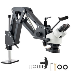Multi-Directional Microscope with Spring Bracket, 7X-45X Magnification Jewelry Microscope, Micro Jewelry Inlaid Stand with Integrated USB Ring LED Light, Jewelers Microscope for Jewelry Inlay