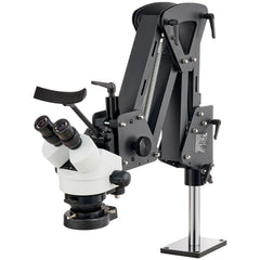 Multi-Directional Microscope with Spring Bracket, 7X-45X Magnification Jewelry Microscope, Micro Jewelry Inlaid Stand with Integrated USB Ring LED Light and 360° Ball Vise, for Jewelry Inlay