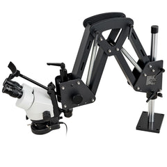Multi-Directional Microscope with Spring Bracket, 7X-45X Magnification Jewelry Microscope, Micro Jewelry Inlaid Stand with Integrated USB Ring LED Light and 360° Ball Vise, for Jewelry Inlay
