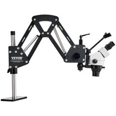Multi-Directional Microscope with Spring Bracket, 7X-45X Magnification Jewelry Microscope, Micro Jewelry Inlaid Stand with Integrated USB Ring LED Light and 360° Ball Vise, for Jewelry Inlay