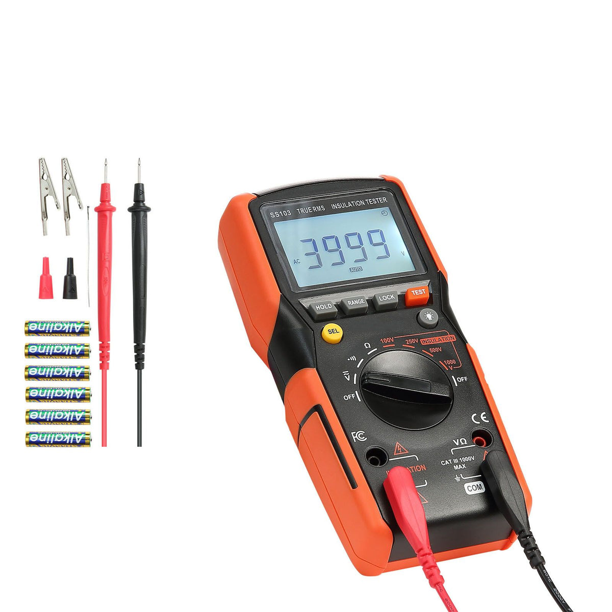 Digital Multimeter, 4000-Count TRMS Voltmeter Ohmmeter, 1000V AC/DC Voltage Tester with Switchable Auto/Manual Range for Voltage, Resistance, and Continuity Measurment