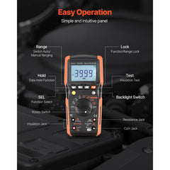 Digital Multimeter, 4000-Count TRMS Voltmeter Ohmmeter, 1000V AC/DC Voltage Tester with Switchable Auto/Manual Range for Voltage, Resistance, and Continuity Measurment