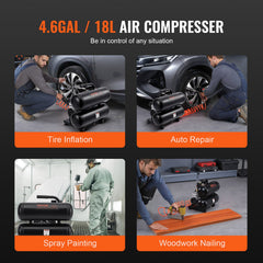 Air Compressor Compact Portable Oil Free Compressor 18L 90 PSI