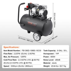 Air Compressor Compact Portable Oil Free Compressor 30L 90 PSI