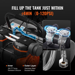 Air Compressor Compact Portable Oil Free Compressor 8L 8bar
