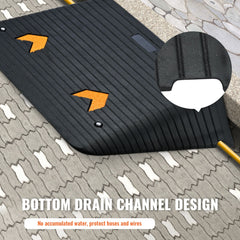 Upgraded Rubber Threshold Ramp, 10.2 cm Rise Door Ramp with 1 Channel, Natural Rubber Car Ramp with Non-Slip Textured Surface, 15 tons Load Capacity Curb Ramp for Wheelchair and Scooter