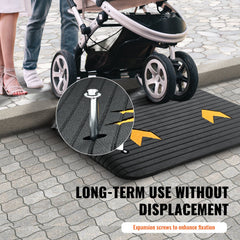 Upgraded Rubber Threshold Ramp, 10.2 cm Rise Door Ramp with 1 Channel, Natural Rubber Car Ramp with Non-Slip Textured Surface, 15 tons Load Capacity Curb Ramp for Wheelchair and Scooter