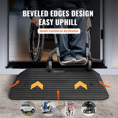 Upgraded Rubber Threshold Ramp, 7.6 cm Rise Door Ramp with 1 Channel, Natural Rubber Car Ramp with Non-Slip Textured Surface, 150 tons Load Capacity Curb Ramp for Wheelchair and Scooter