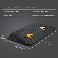 Upgraded Rubber Threshold Ramp, 7.6 cm Rise Door Ramp with 1 Channel, Natural Rubber Car Ramp with Non-Slip Textured Surface, 150 tons Load Capacity Curb Ramp for Wheelchair and Scooter