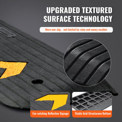 Upgraded Rubber Threshold Ramp, 2.5 cm Rise Wheelchair Ramp Doorway, Natural Curb Ramp Rated 15 tons Load Capacity, Non-Slip Textured Surface Rubber Curb Ramp for Wheelchair and Scooter