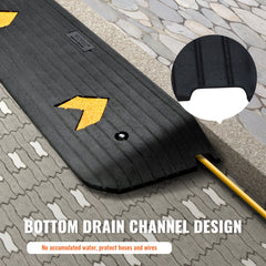 Upgraded Rubber Threshold Ramp, 2.5 cm Rise Wheelchair Ramp Doorway, Natural Curb Ramp Rated 15 tons Load Capacity, Non-Slip Textured Surface Rubber Curb Ramp for Wheelchair and Scooter