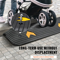 Upgraded Rubber Threshold Ramp, 2.5 cm Rise Wheelchair Ramp Doorway, Natural Curb Ramp Rated 15 tons Load Capacity, Non-Slip Textured Surface Rubber Curb Ramp for Wheelchair and Scooter