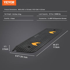 Upgraded Rubber Threshold Ramp, 2.5 cm Rise Wheelchair Ramp Doorway, Natural Curb Ramp Rated 15 tons Load Capacity, Non-Slip Textured Surface Rubber Curb Ramp for Wheelchair and Scooter