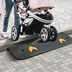 Upgraded Rubber Threshold Ramp, 2.5 cm Rise Wheelchair Ramp Doorway, Natural Curb Ramp Rated 15 tons Load Capacity, Non-Slip Textured Surface Rubber Curb Ramp for Wheelchair and Scooter