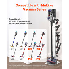 Vacuum Stand, Compatible with Dyson G5 V15 V12 V11 V10 V8 V7 V6 Series Upright Vacuums Cleaners & Accessories, Stable Vacuum Stand Holder with 6 Hooks and Non-slip Footpads, Gray