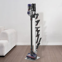Vacuum Stand, Compatible with Dyson G5 V15 V12 V11 V10 V8 V7 V6 Series Upright Vacuums Cleaners & Accessories, Stable Vacuum Stand Holder with 6 Hooks and Non-slip Footpads, Gray
