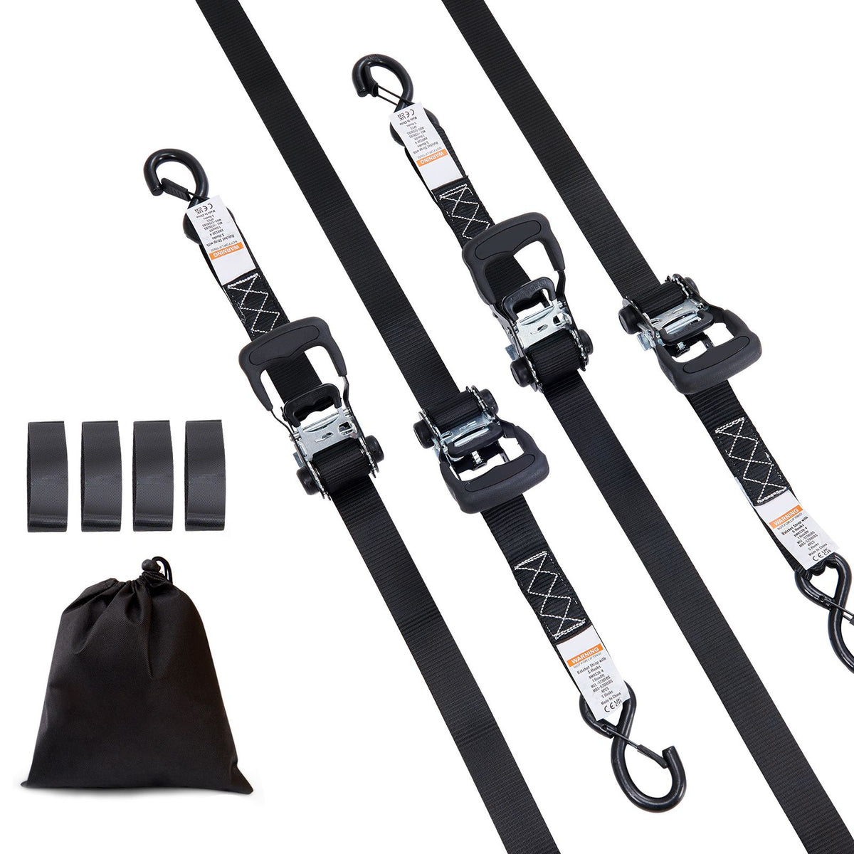 4 Pack Ratchet Tie Down Straps 5208 lbs 1.6