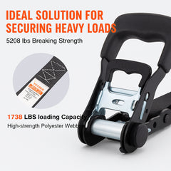 4 Pack Ratchet Tie Down Straps 5208 lbs 1.6