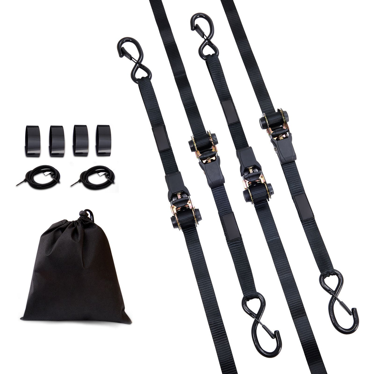 4 Pack Ratchet Tie Down Straps 2200 lbs 1"x15' Heavy Duty for Cargo
