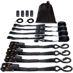 4 Pack Ratchet Tie Down Straps 2200 lbs 1"x15' Heavy Duty for Cargo