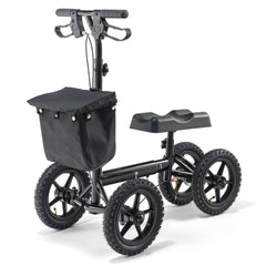 Folding Knee Scooter, Aluminum Steerable Knee Walker with Height-Adjustable Handlebar & Knee Pad, 12" All-Terrain Wheels, Dual Brakes, Leg Recovery Scooter for Broken Ankle Foot Injuries, 159KG