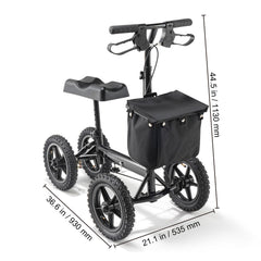 Folding Knee Scooter, Aluminum Steerable Knee Walker with Height-Adjustable Handlebar & Knee Pad, 12" All-Terrain Wheels, Dual Brakes, Leg Recovery Scooter for Broken Ankle Foot Injuries, 159KG