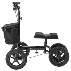 Folding Knee Scooter, Aluminum Steerable Knee Walker with Height-Adjustable Handlebar & Knee Pad, 12" All-Terrain Wheels, Dual Brakes, Leg Recovery Scooter for Broken Ankle Foot Injuries, 159KG