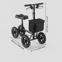 Folding Knee Scooter, Aluminum Steerable Knee Walker with Height-Adjustable Handlebar & Knee Pad, 12" All-Terrain Wheels, Dual Brakes, Leg Recovery Scooter for Broken Ankle Foot Injuries, 159KG