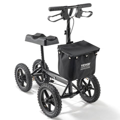 Folding Knee Scooter, Aluminum Steerable Knee Walker with Height-Adjustable Handlebar & Knee Pad, 12" All-Terrain Wheels, Dual Brakes, Leg Recovery Scooter for Broken Ankle Foot Injuries, 159KG