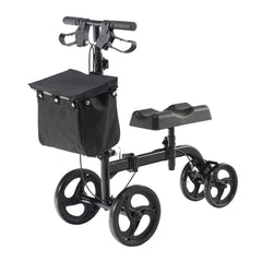 Folding Knee Scooter, Carbon Steel Steerable Knee Walker with Height-Adjustable Handlebar & Knee Pad, All-Terrain Solid Wheels, Dual Brakes, Leg Recovery Scooter for Broken Ankle Foot Injuries