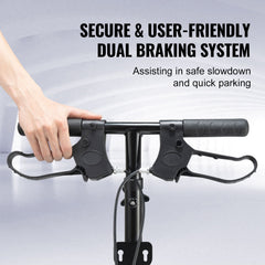 Folding Knee Scooter, Carbon Steel Steerable Knee Walker with Height-Adjustable Handlebar & Knee Pad, All-Terrain Solid Wheels, Dual Brakes, Leg Recovery Scooter for Broken Ankle Foot Injuries