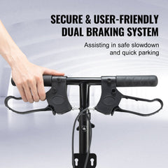 Folding Knee Scooter, Carbon Steel Steerable Knee Walker with Height-Adjustable Handlebar & Knee Pad, All-Terrain Solid Wheels, Dual Brakes, Leg Recovery Scooter for Broken Ankle Foot Injuries