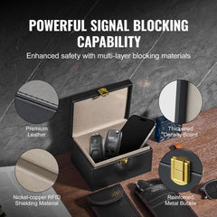 Faraday Box Signal Blocking Holder for 5~8 Car Keys with 2 Key Bags Black