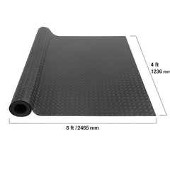 Diamond-Plate Rubber Flooring Roll, 3 mm x 4 ft x 8 ft Garage Floor Mat, SBR Rubber Garage Flooring Roll, Easy to Clean, Diamond Plate Rubber Mat for Under Cars, Garage Industry Gym, Black