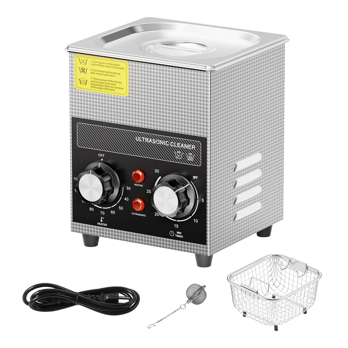2L Ultrasonic Cleaner with Heater Timer & Basket, Professional Digital Sonic Cavitation Machine, 60W Cleaning Machine for Watch Instruments, Glasses, Coin, Metal Parts, Tool