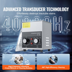 2L Ultrasonic Cleaner with Heater Timer & Basket, Professional Digital Sonic Cavitation Machine, 60W Cleaning Machine for Watch Instruments, Glasses, Coin, Metal Parts, Tool