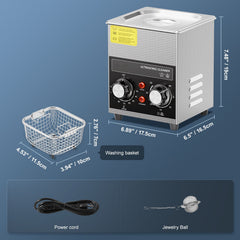 2L Ultrasonic Cleaner with Heater Timer & Basket, Professional Digital Sonic Cavitation Machine, 60W Cleaning Machine for Watch Instruments, Glasses, Coin, Metal Parts, Tool