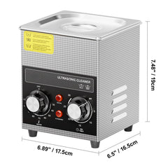 2L Ultrasonic Cleaner with Heater Timer & Basket, Professional Digital Sonic Cavitation Machine, 60W Cleaning Machine for Watch Instruments, Glasses, Coin, Metal Parts, Tool