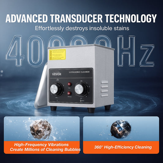 2L Ultrasonic Cleaner with Heater Timer & Basket, Professional Digital Sonic Cavitation Machine, 60W Cleaning Machine for Watch Instruments, Glasses, Coin, Metal Parts, Tool
