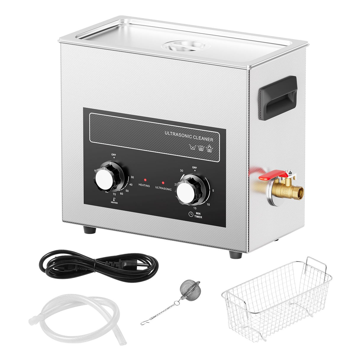 6L Ultrasonic Cleaner with Heater Timer & Basket, Professional Digital Sonic Cavitation Machine, 180W Cleaning Machine for Watch Instruments, Glasses, Coin, Metal Parts, Tool