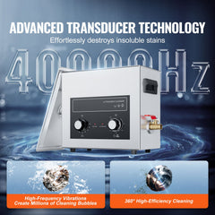 6L Ultrasonic Cleaner with Heater Timer & Basket, Professional Digital Sonic Cavitation Machine, 180W Cleaning Machine for Watch Instruments, Glasses, Coin, Metal Parts, Tool