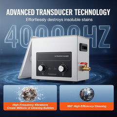 6L Ultrasonic Cleaner with Heater Timer & Basket, Professional Digital Sonic Cavitation Machine, 180W Cleaning Machine for Watch Instruments, Glasses, Coin, Metal Parts, Tool